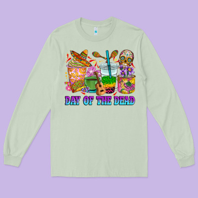 Long Sleeve Tee Day of the dead coffee cups