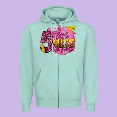 Little Miss 5th Grade Zipper Hoodie Designed By Texasbilliewilder