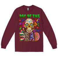 Burgundy Day of the dead Long Sleeve Tee - RanaPortraitStore