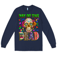 Navy Day of the dead Long Sleeve Tee - RanaPortraitStore
