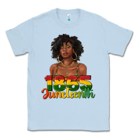 Dusty Blue 1865 juneteenth with afro black woman Classic Tee - texasbilliewilder