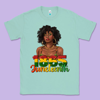 Classic Tee 1865 juneteenth with afro black woman