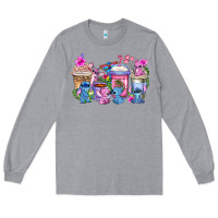 Heather Grey stitch with lilo coffee cups Long Sleeve Tee - AdoDesignShop
