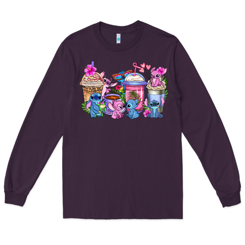 Stitch With Lilo Coffee Cups Long Sleeve Tee by AdoDesignShop | Teevron