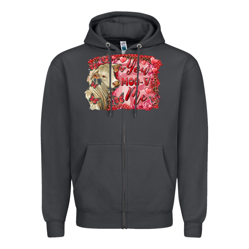 Valentine's Day You Moo Ve Me Charolais Cow Zipper Hoodie by RanaPortraitStore | Teevron