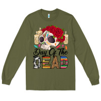 Army Green Day of the dead skeleton Long Sleeve Tee - RanaPortraitStore
