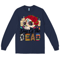 Navy Day of the dead skeleton Long Sleeve Tee - RanaPortraitStore