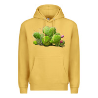 Antique Gold desert prickly pear cactus Premium Hoodie - LillyAllenDesigns