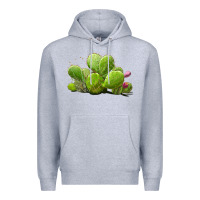 Heather Grey desert prickly pear cactus Premium Hoodie - LillyAllenDesigns