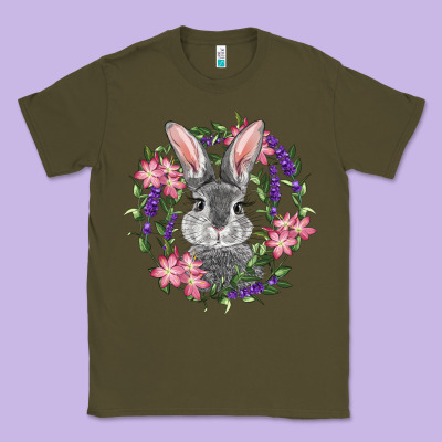 Easter Bunny With Floral Wreath Classic Tee Designed By Ranaportraitstore