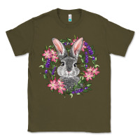Army Green Easter Bunny With Floral Wreath Classic Tee - RanaPortraitStore