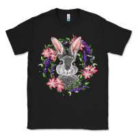 Black Easter Bunny With Floral Wreath Classic Tee - RanaPortraitStore