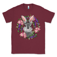 Burgundy Easter Bunny With Floral Wreath Classic Tee - RanaPortraitStore