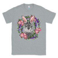 Heather Grey Easter Bunny With Floral Wreath Classic Tee - RanaPortraitStore