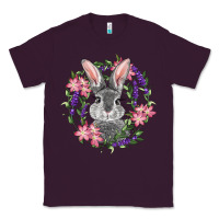 Plum Easter Bunny With Floral Wreath Classic Tee - RanaPortraitStore