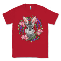 Red Easter Bunny With Floral Wreath Classic Tee - RanaPortraitStore