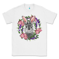 White Easter Bunny With Floral Wreath Classic Tee - RanaPortraitStore