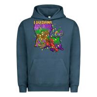 Pigment Midnight Navy mardi gras louisiana map Urban Hoodie - MaliasSmallBusiness