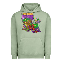 Pigment Oil Green mardi gras louisiana map Urban Hoodie - MaliasSmallBusiness