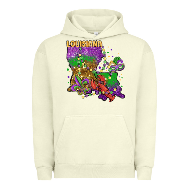 Mardi Gras Louisiana Map Urban Hoodie by MaliasSmallBusiness | Teevron