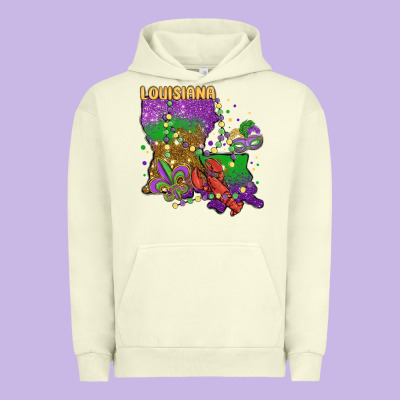 Mardi Gras Louisiana Map Urban Hoodie Designed By Maliassmallbusiness