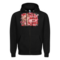 Black valentine's day pig hogs and kisses Zipper Hoodie - RanaPortraitStore