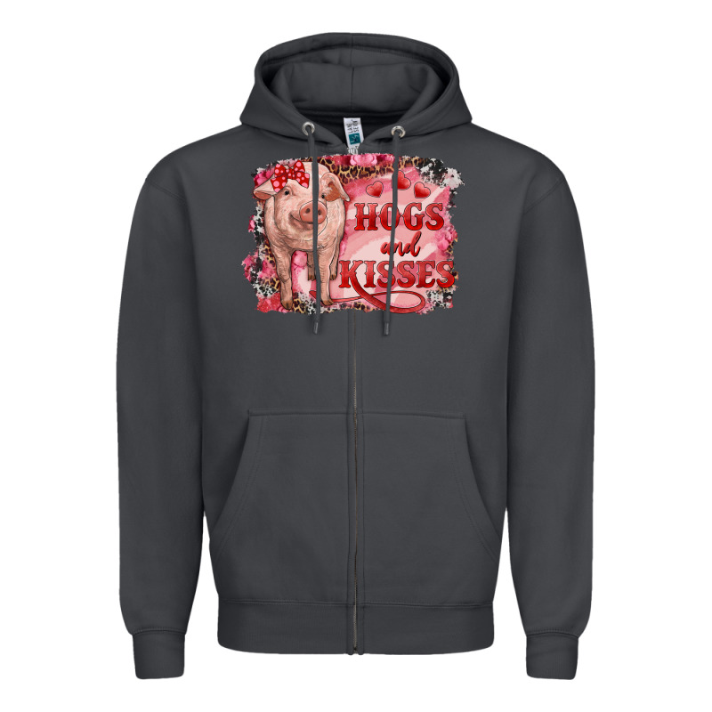 Valentine's Day Pig Hogs And Kisses Zipper Hoodie by RanaPortraitStore | Teevron