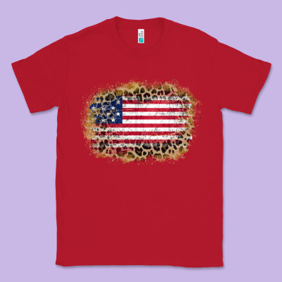 Classic Tee america leopard glitter flag