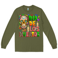 Army Green Dia de los muertos Long Sleeve Tee - RanaPortraitStore