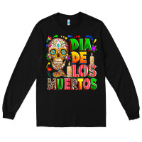 Black Dia de los muertos Long Sleeve Tee - RanaPortraitStore