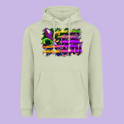 Mardi Gras Flag Heavyweight Hoodie Designed By Racoondesign