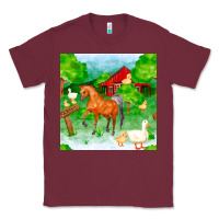 Burgundy farm life seamless pattern Classic Tee - FaDigitalArtStudio