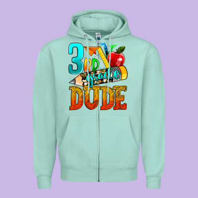 3rd Grade Dude Zipper Hoodie Designed By Texasbilliewilder
