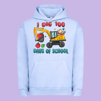 I Dig 100 Days Of School Excavator Urban Hoodie Designed By Maliassmallbusiness