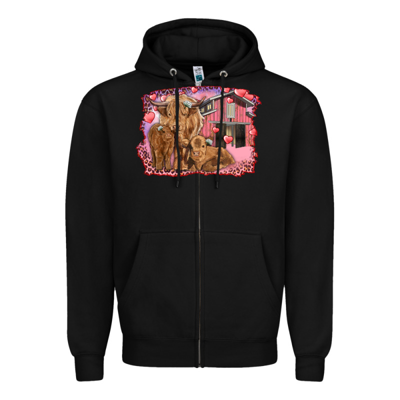 Valentine's Day Mama Cow And Baby Cows Zipper Hoodie by RanaPortraitStore | Teevron
