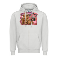 Dove Grey valentine's day mama cow and baby cows Zipper Hoodie - RanaPortraitStore