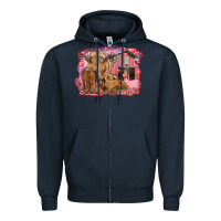 Navy valentine's day mama cow and baby cows Zipper Hoodie - RanaPortraitStore