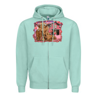 Seafoam valentine's day mama cow and baby cows Zipper Hoodie - RanaPortraitStore