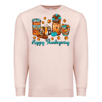 Pale Pink happy thanksgiving coffee Premium Sweatshirt - JahusDesignShop