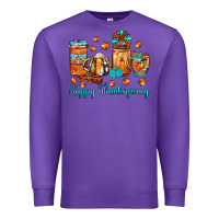 Purple happy thanksgiving coffee Premium Sweatshirt - JahusDesignShop