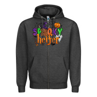 Charcoal Heather spooky heifer Zipper Hoodie - Zillion Design Studio