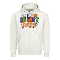 Oatmeal Heather spooky heifer Zipper Hoodie - Zillion Design Studio