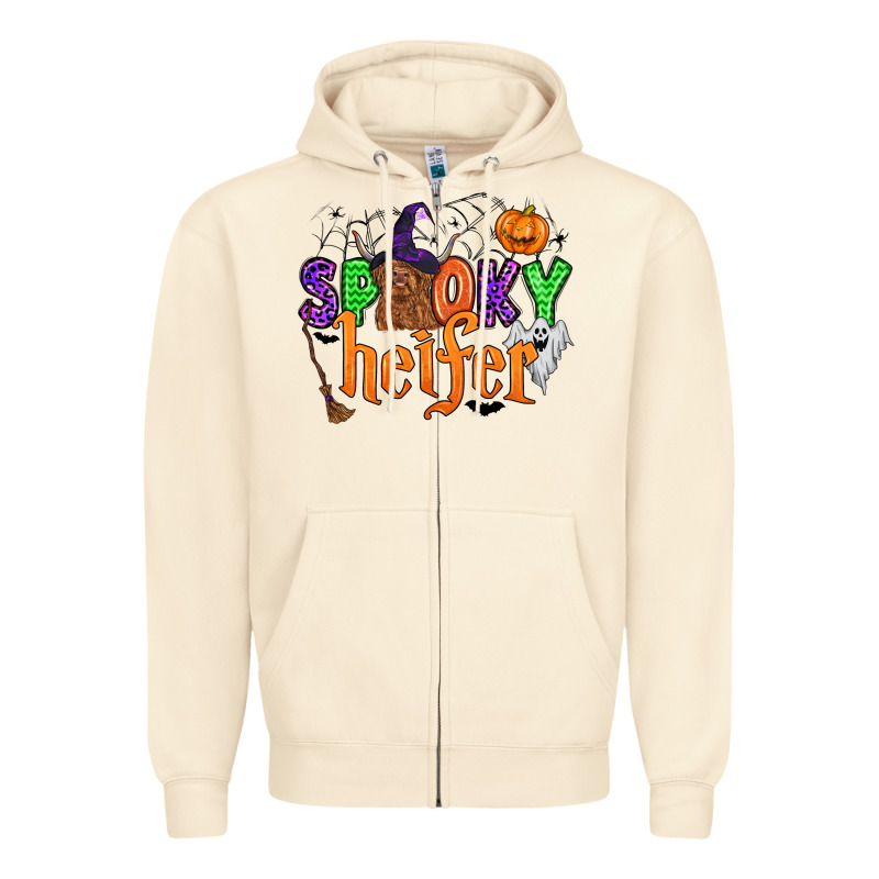 Spooky Heifer Zipper Hoodie by Zillion Design Studio | Teevron