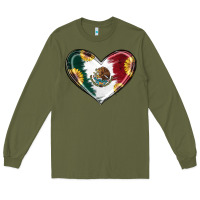 Army Green Sunflower Mexican Flag Heart Long Sleeve Tee - RanaPortraitStore