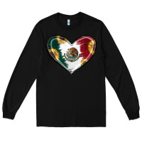 Black Sunflower Mexican Flag Heart Long Sleeve Tee - RanaPortraitStore