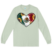 Matcha Sunflower Mexican Flag Heart Long Sleeve Tee - RanaPortraitStore
