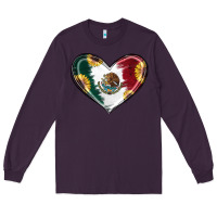 Plum Sunflower Mexican Flag Heart Long Sleeve Tee - RanaPortraitStore