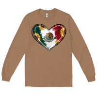Toasted Coconut Sunflower Mexican Flag Heart Long Sleeve Tee - RanaPortraitStore