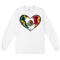 White Sunflower Mexican Flag Heart Long Sleeve Tee - RanaPortraitStore
