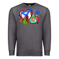 Charcoal Heather western leopard puerto rico   hearts Premium Sweatshirt - AdoDesignShop